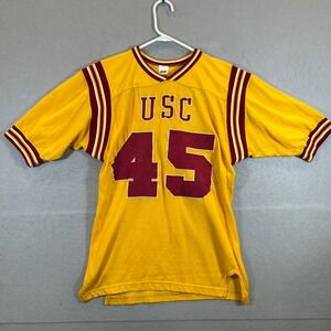 Vintage Russell Athletic USC Trojans 70s Jersey Yellow Number 45 Mens Medium USA
